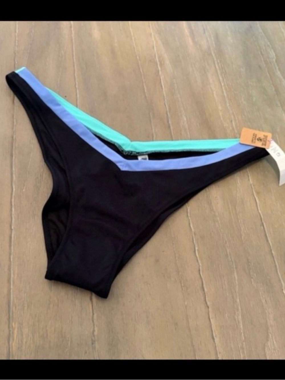Pink by Victoria's Secret Black Bikini
Bottom with Blue and Mint Trim